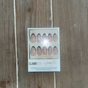 Glamnetic x glamzilla Nude Press-On Nails with black and white tips